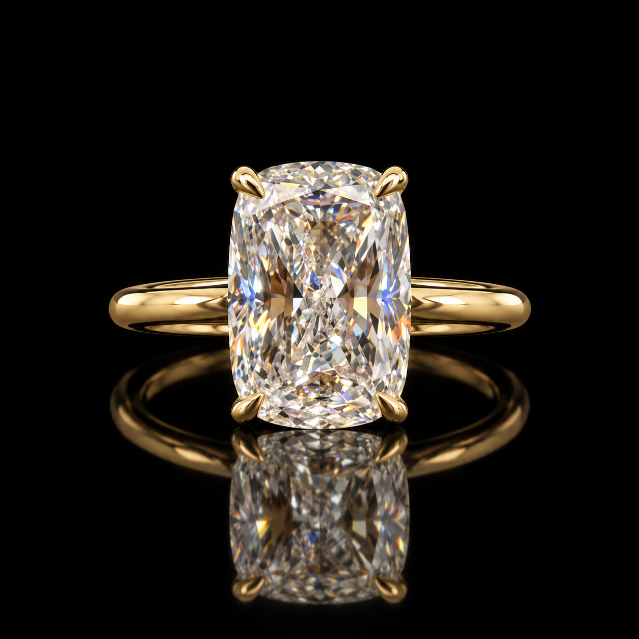 Elongated Cushion Solitaire Engagement Ring, 4.01 ct