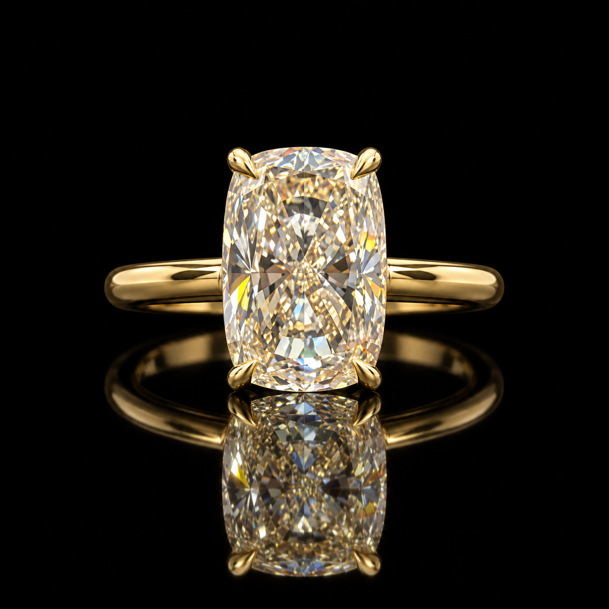 Elongated Cushion Solitaire Engagement Ring, 3.02 ct