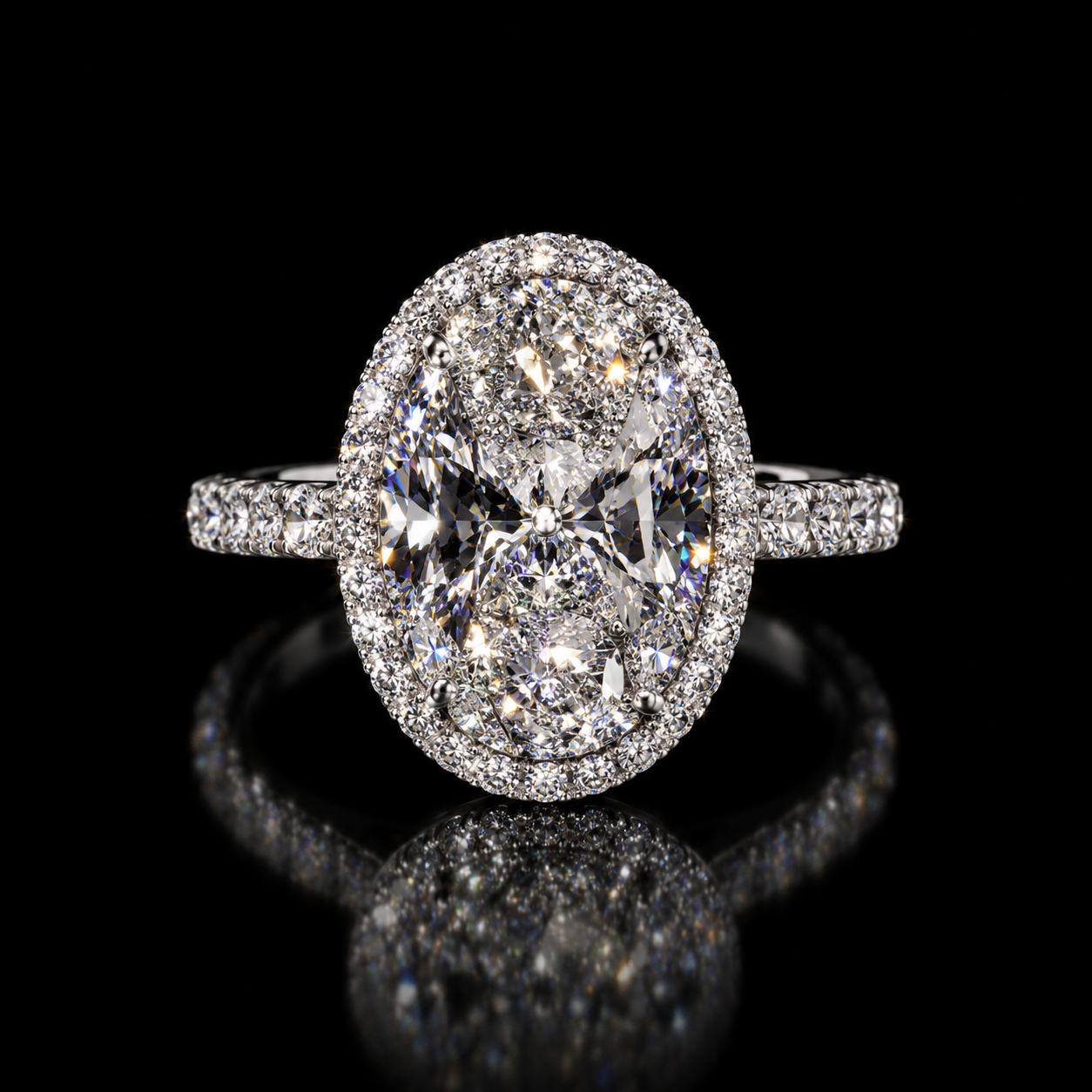 Oval Halo Diamond Engagement Ring, 10 ct