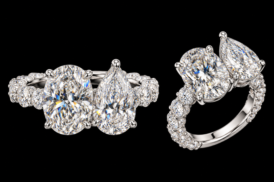 Oval and Pear Toi-et-Moi Engagement Ring