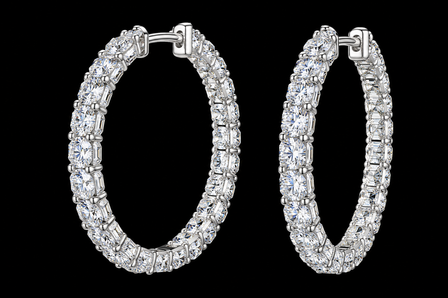 Diamond Inside-Out Hoop Earrings, 11.16 ct