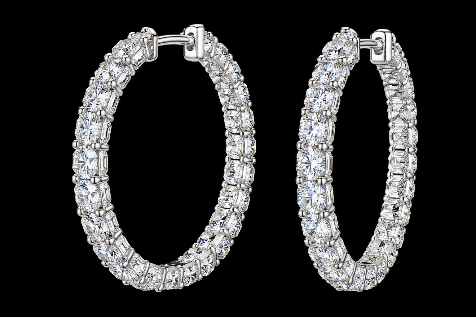 Diamond Inside-Out Hoop Earrings, 11.16 ct