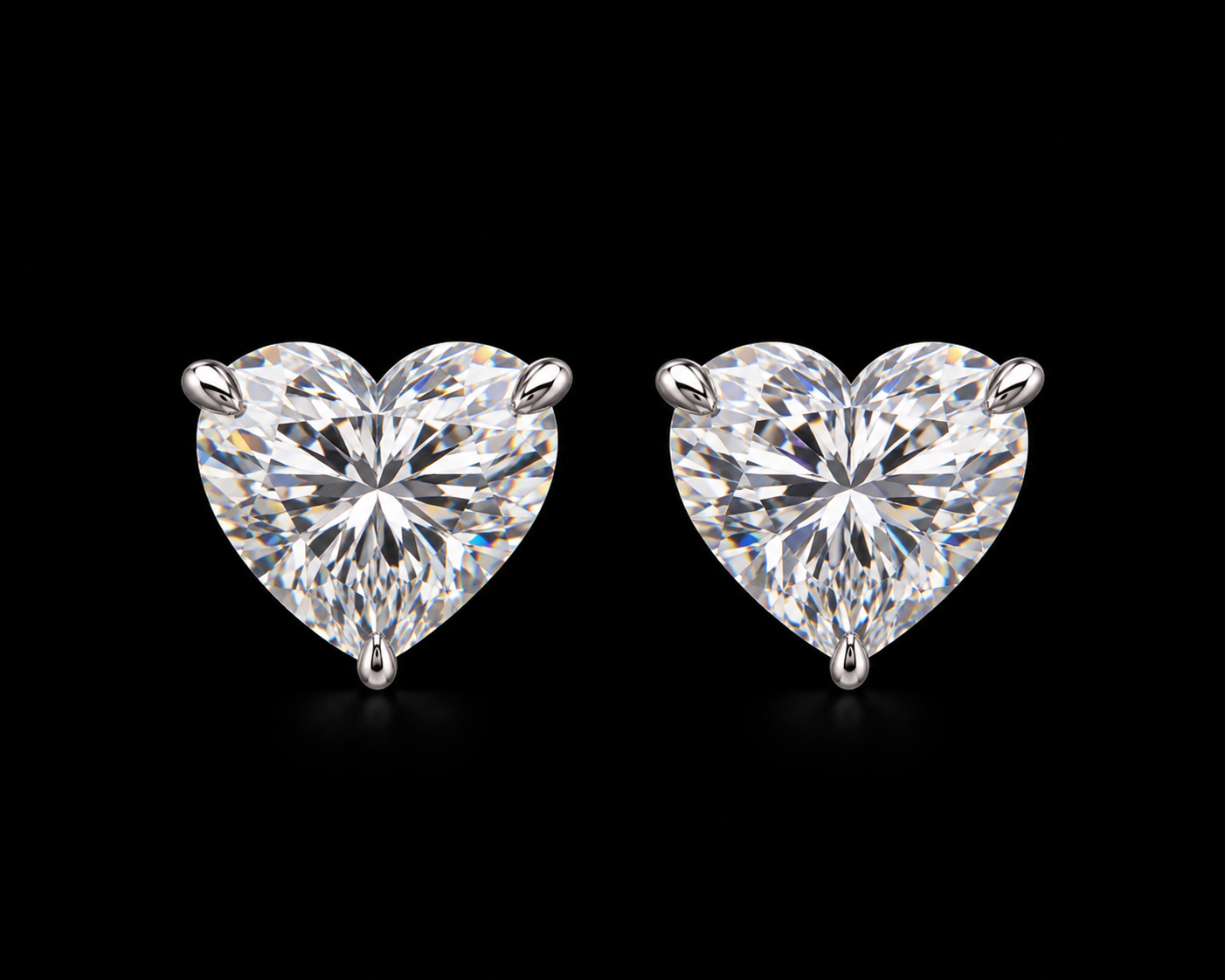 Heart-Cut Diamond Stud Earrings, 4 ct Total