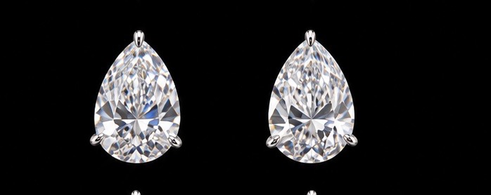 Pear-Cut Diamond Stud Earrings, 4 ct Total