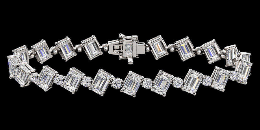East-West Emerald-Cut Diamond Bracelet, 20.59 ct
