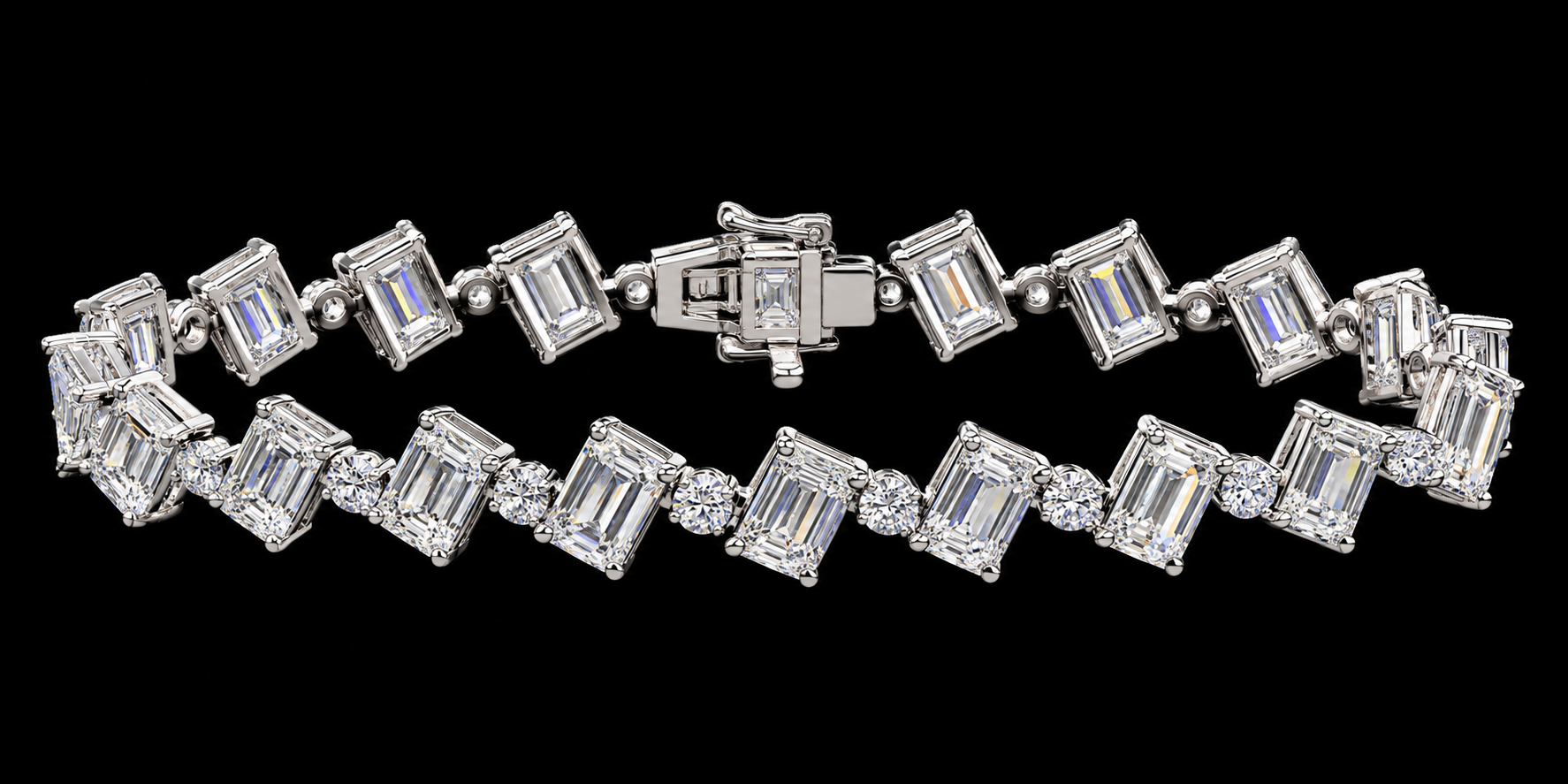 East-West Emerald-Cut Diamond Bracelet, 20.59 ct