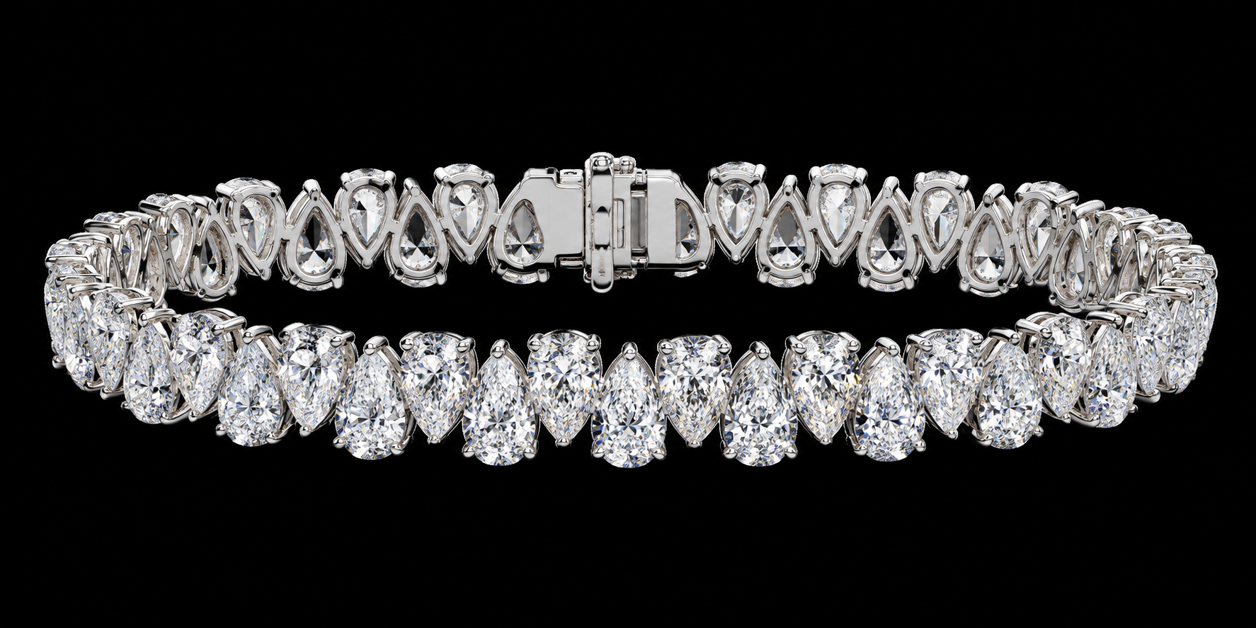 Pear Cluster Diamond Bracelet, 23.95 ct