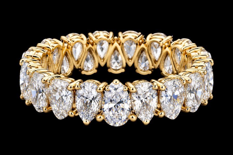 Pear and Oval Diamond Eternity Band, 9.78 ct