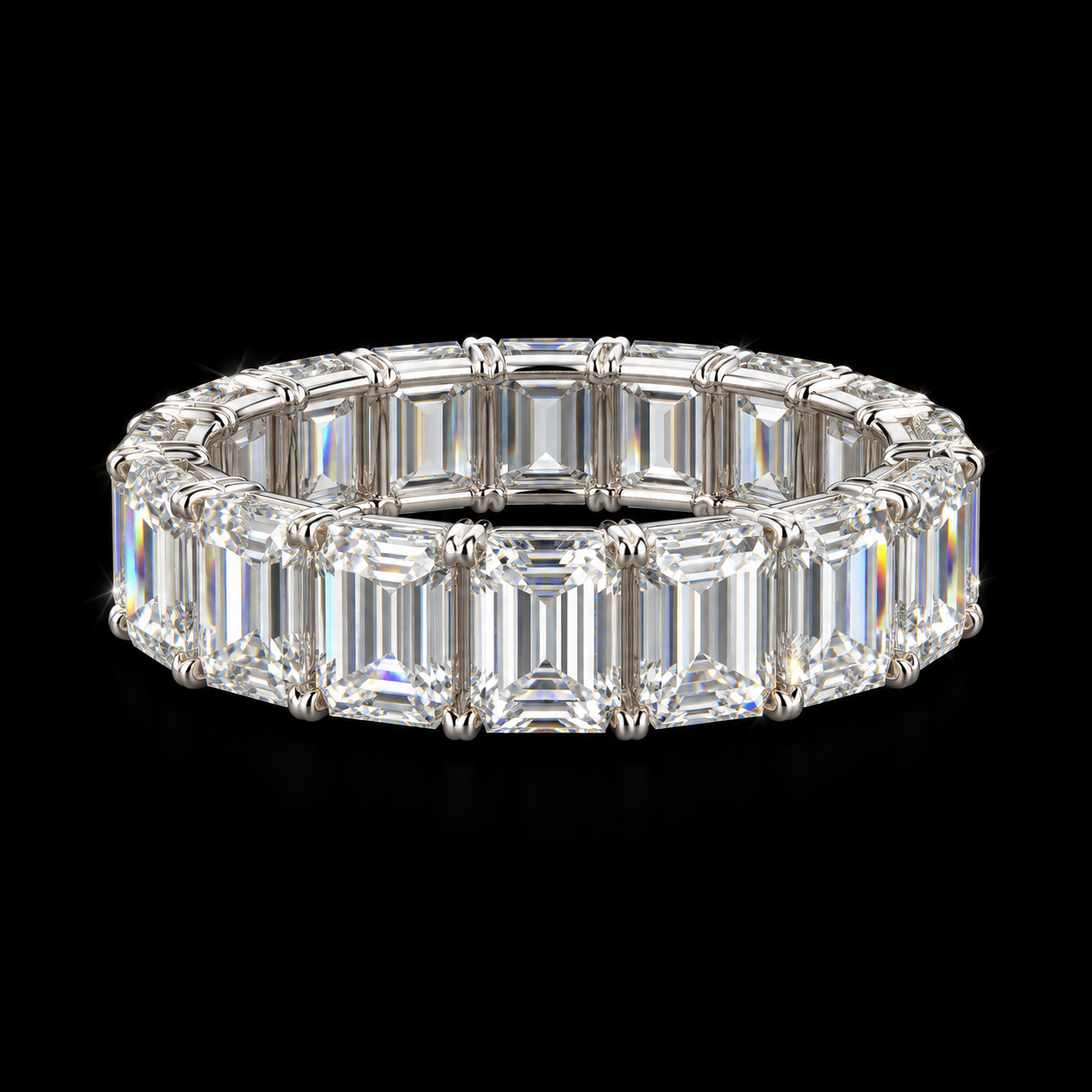 Emerald-Cut Diamond Wedding Band, Platinum, 12 ctw