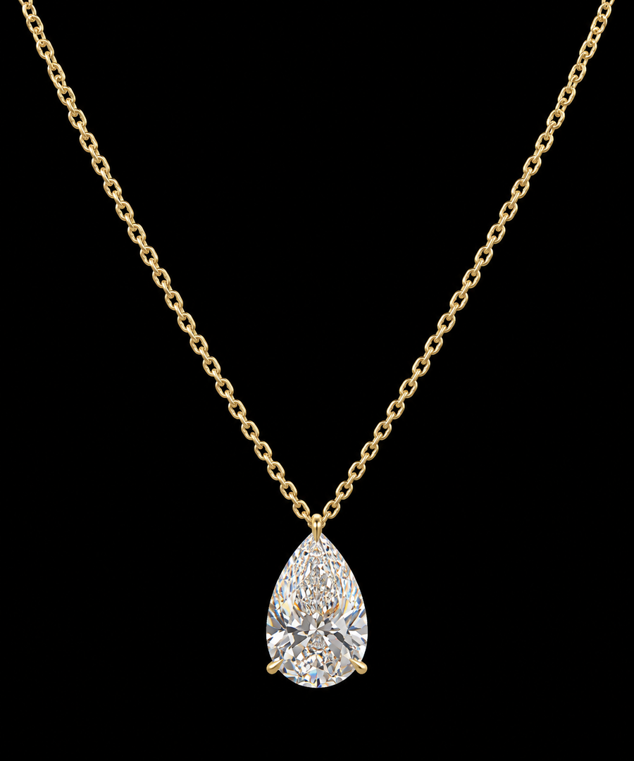 Pear Diamond Solitaire Necklace, 5 ct