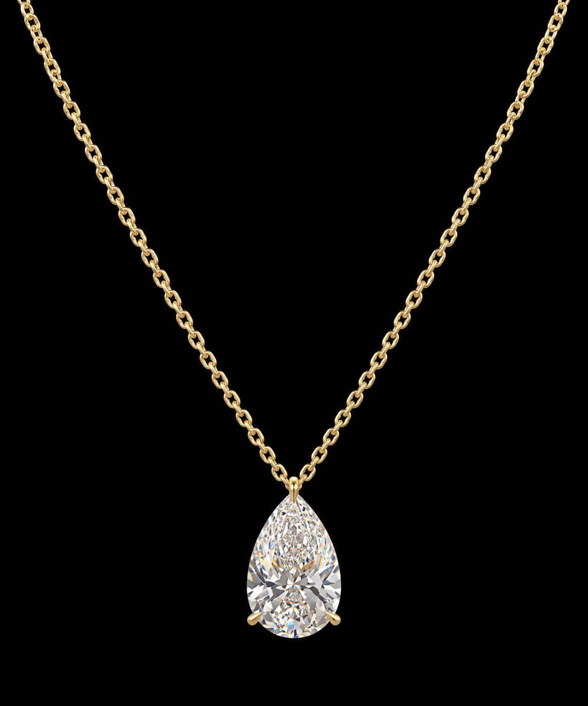 Pear Diamond Solitaire Necklace, 5 ct