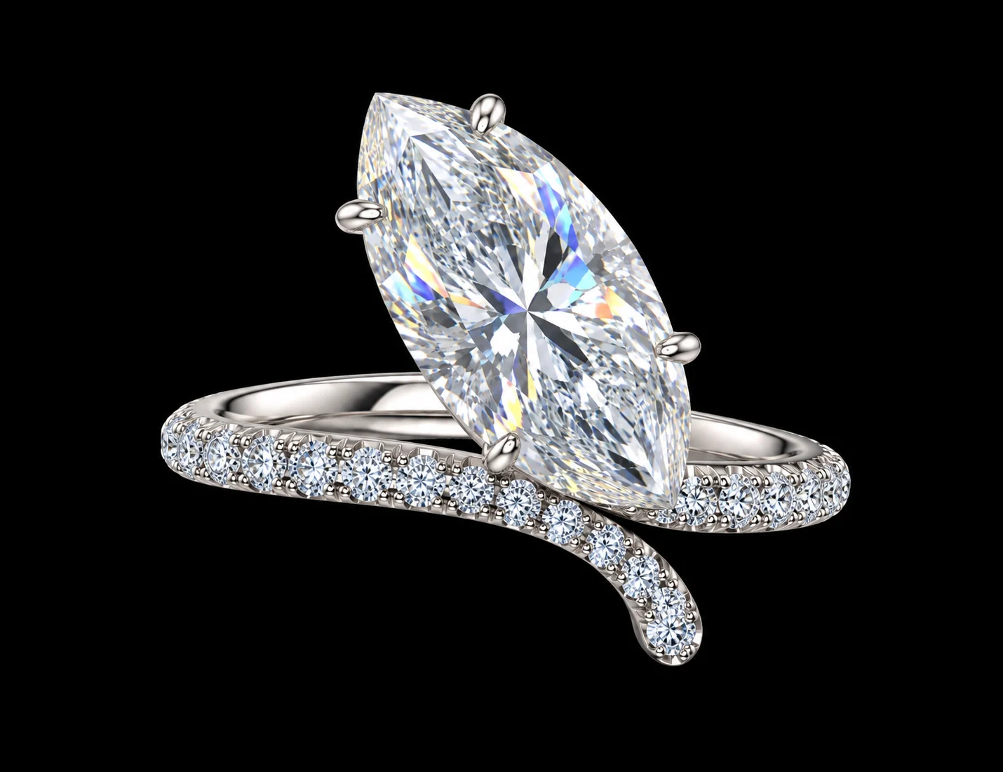 Marquise Diamond Engagement Ring, 10 ct
