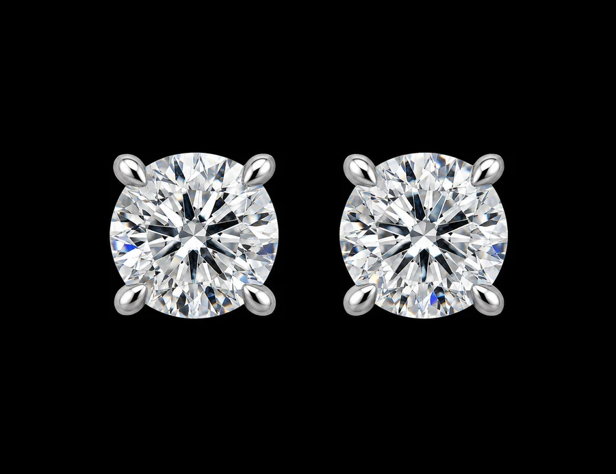14kt Diamond Stud Earrings, 1 ct — photo