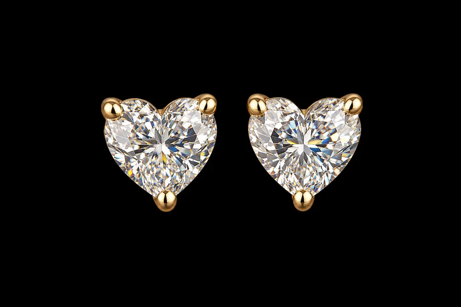 14kt Heart-Cut Diamond Stud Earrings, 1 ct — photo
