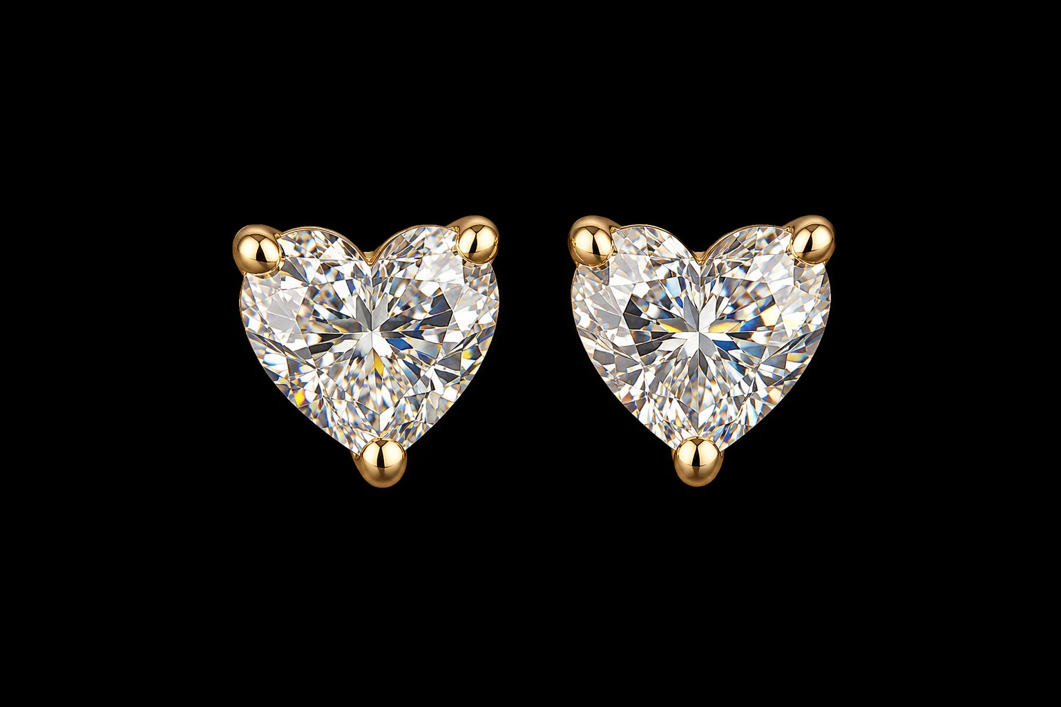 14kt Heart-Cut Diamond Stud Earrings, 1 ct — photo