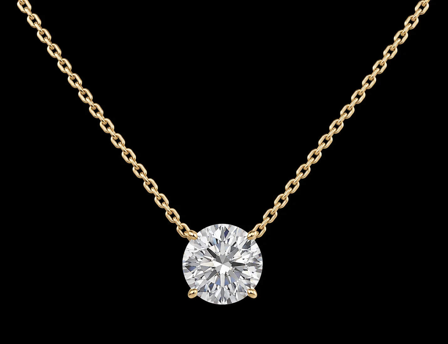 Round Diamond Solitaire Necklace, 5 ct — photo