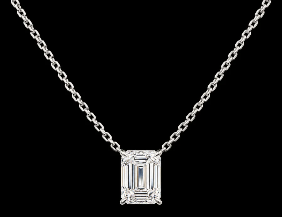 Emerald-Cut Diamond Solitaire Necklace, 5 ct — photo