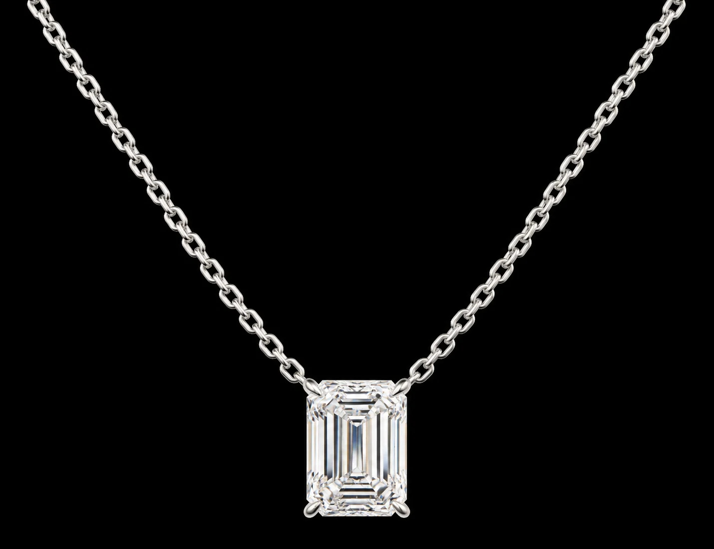 Emerald-Cut Diamond Solitaire Necklace, 5 ct — photo