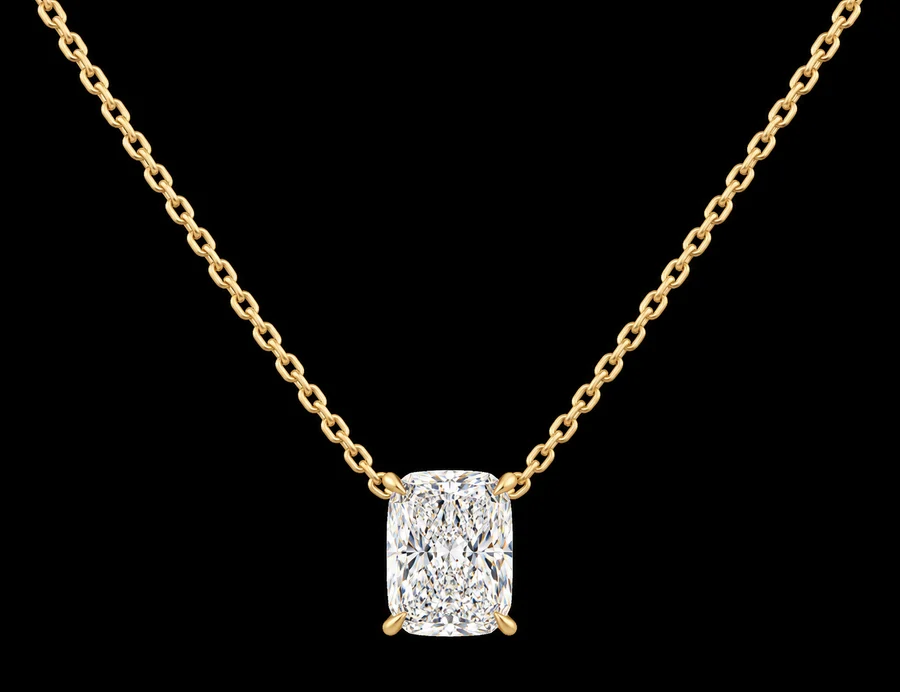 Cushion Diamond Solitaire Necklace, 5 ct — photo
