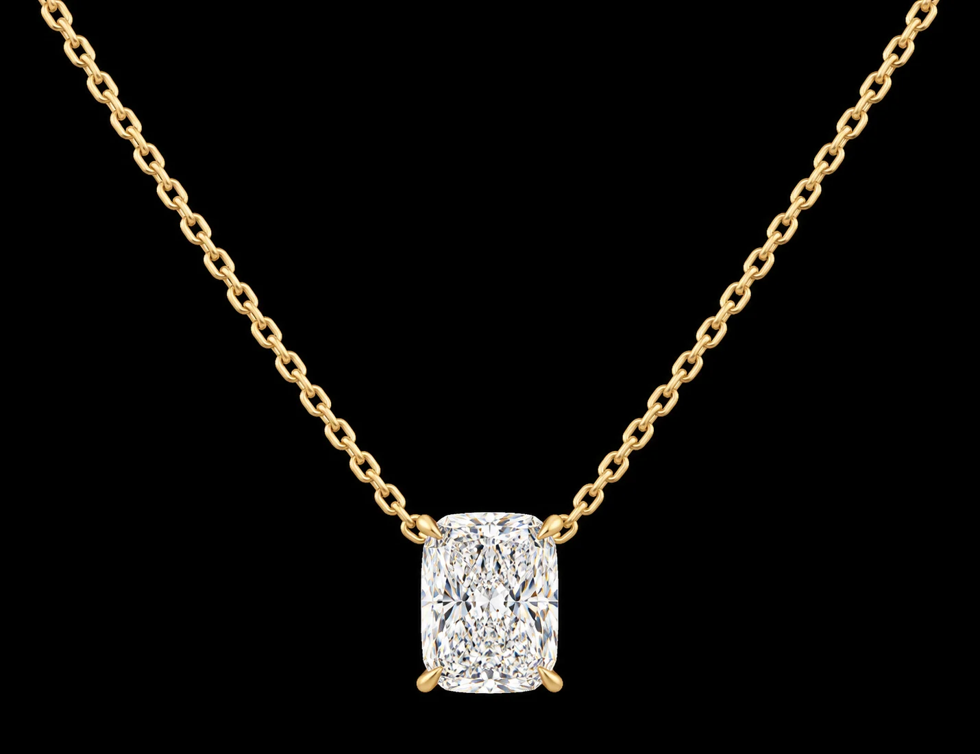 Cushion Diamond Solitaire Necklace, 5 ct — photo