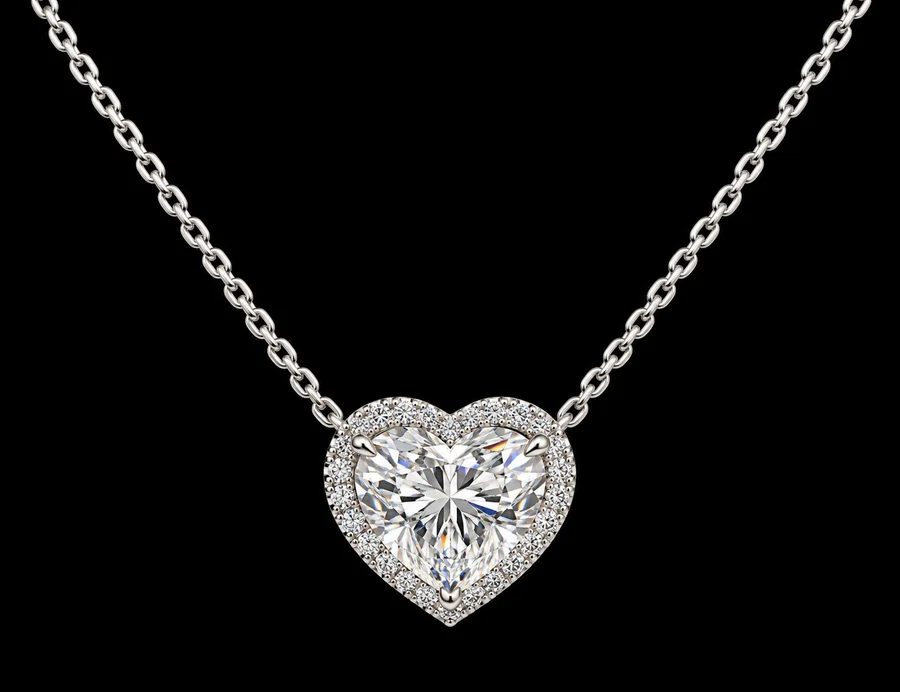 Heart Diamond Halo Necklace, 7 ct — photo