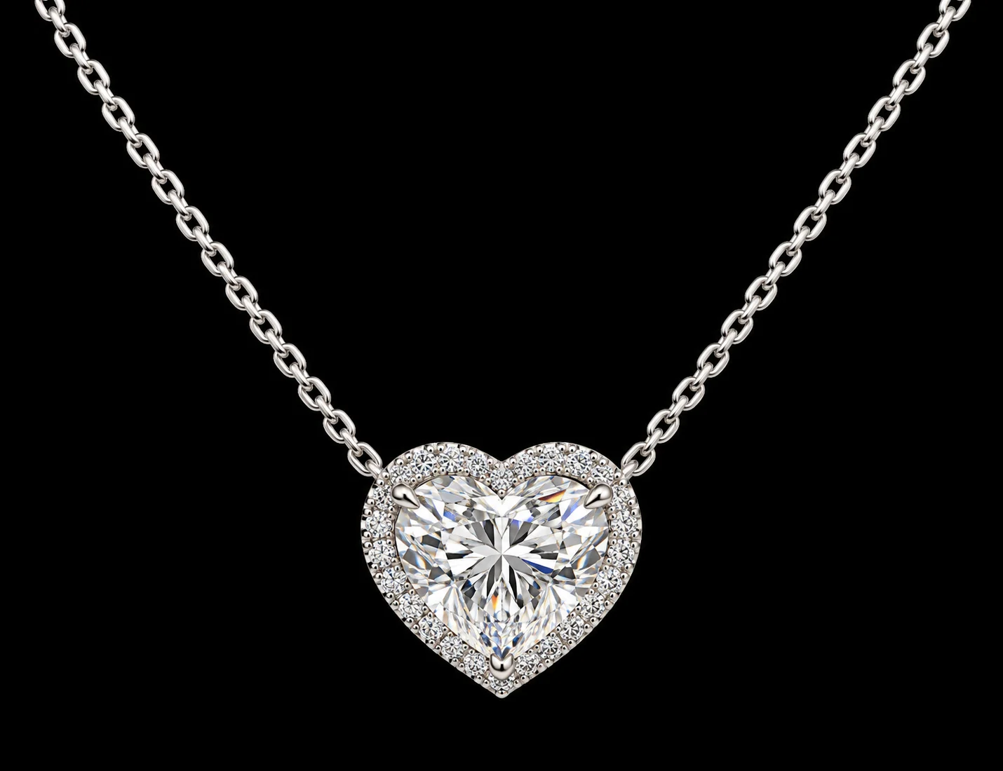 Heart Diamond Halo Necklace, 7 ct — photo