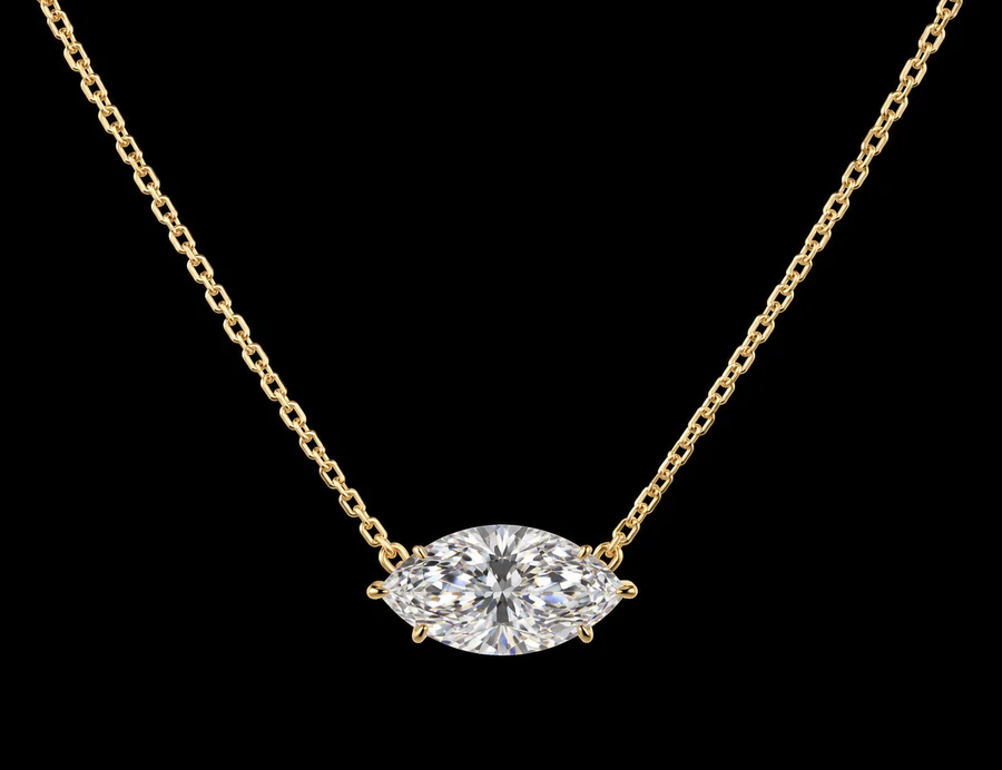 Marquise Diamond Solitaire Necklace, 5 ct — photo
