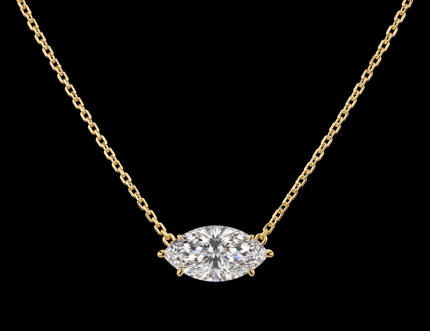 Marquise Diamond Solitaire Necklace, 5 ct — photo