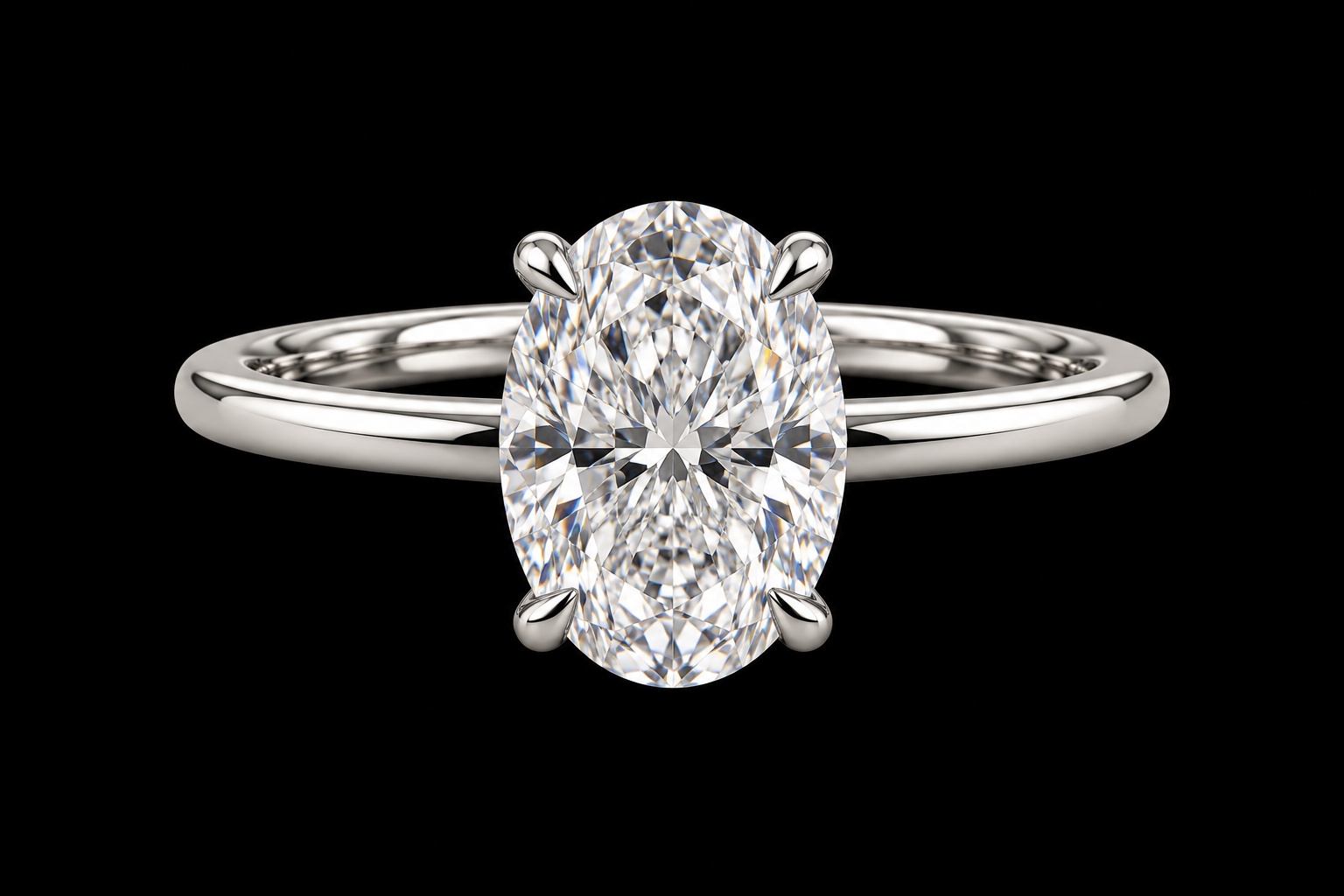 Oval Solitaire Engagement Ring in 14KT White Gold, top view